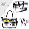 HOMESPON Große Strandtasche Damen mit Reißverschluss Wasserdicht Badetasche XXL Familie Beach Tote Bag, Blau/Weiß gestreift #4