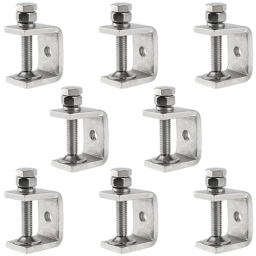 CHEUKYIU 8 unidades de acero inoxidable 304 C de alto rendimiento C abrazadera de carpintería mini abrazadera de tornillo con aberturas anchas de mandíbula de 30 mm para carpintería, soldadura,