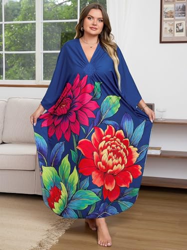 Image of Kaftan Dress for Women - Plus Size Caftan Maxi Beach Dress Moo Moos Loungewear, Swimsuit Cover Up for Beach, Pool or Vacation