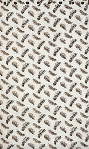 Image of Yarnis Feather Printed Light-Filtering Curtains 8 Feet Long for Door Living Room, Brown, Parda, 1 Piece