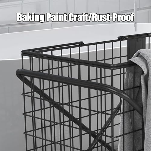 Rolling Laundry Basket, Rolling Mesh Laundry Basket With Brake Casters Metal Hamper Storage Cart For Dirty Clothes Toys Balls Removable Storage Basket With Wheels,Color B