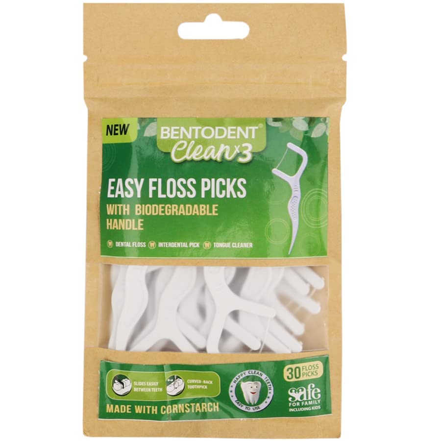 Bentodent Toothpaste Biodegradable Dental Floss Picks- 30 Pcs Triple Cleaning Action-image-18