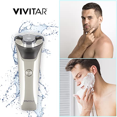 Image of VIVITAR Metallic Cordless 3 Head Rotary Shaver, Cordless Electric Rotary Shaver for Men with Three Independently-Floating Heads, Pop-up Trimmer, and Stainless Steel Blades for Wet and Dry Uses