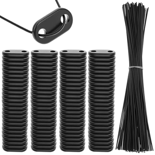 QWORK® 200 Pièces Fixation pour Brise-Vue, 100 Plaquettes de Montage en PVC résistantes aux intempéries et 100 Attaches, pour Jardin, terrasse et Balcon