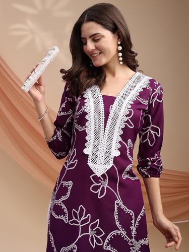 Image of EthnicJunction Women's Poly Rayon Bandhani Print A-line Kurta | Ethnic Kurta