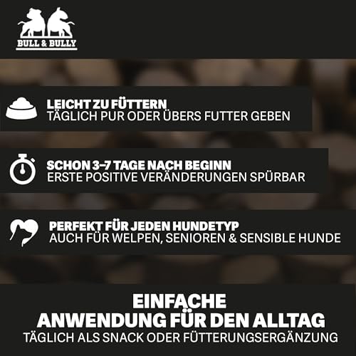 BULL & BULLY – Gras und Kotfresser Drops Hund 350 g (150 Drops) – Gesunde Hundeleckerli gegen Gras- & Kotfressen – Leckerlis Hund zur Unterstützung von Magen & Darm – Anti-Kotfresser Leckerli Hund