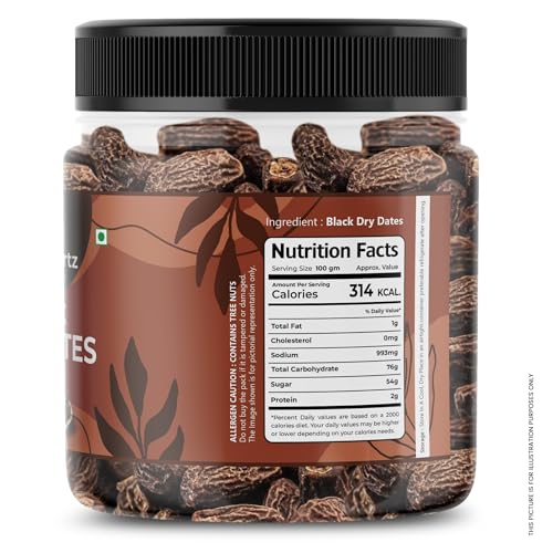 Image of FreshoCartz Premium Black Dry Dates 250gm | Khajoor | Indian Chuhara | Dry Kharek in Jar Pack | Ideal for Gifting, Traditional Recipes & Every Day Use