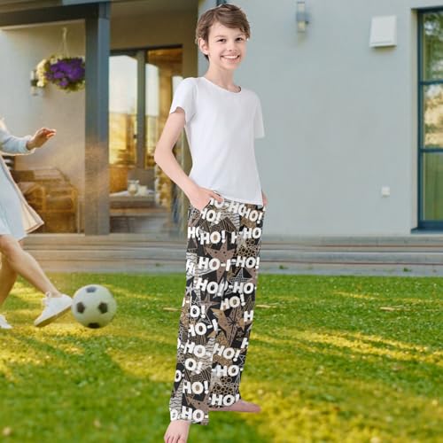 visesunny Boys Pants Ho-ho-ho Christmas Loose Jogger Pants Soft Elastic Trousers Long Bottoms with Pockets M4