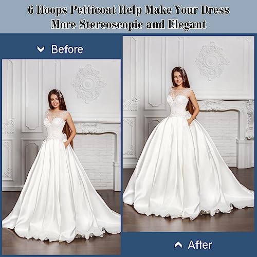 Mannice Women Crinoline Petticoat 6 Hoop Skirt Petticoats for Women Petticoats Underskirt Hoop Slip for Wedding4