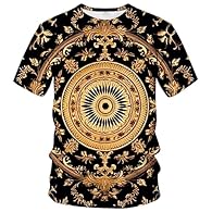 Make a statement with our Golden Ornate Print on a Black and White T-Shirt. This t-shirt combines the timeless elegance of neoclassical themes with the modern touch of three-dimensional design. The interplay of light brown and dark black hues adds de...