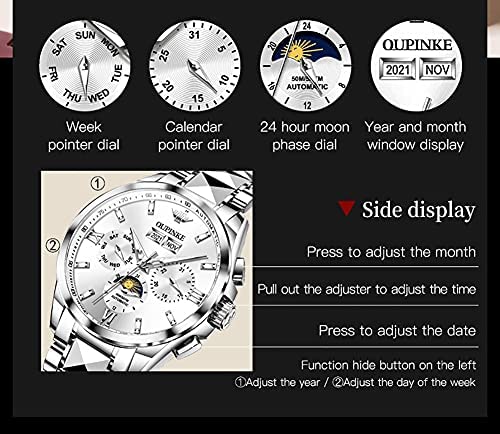 Oupinke Men's Silver Automatic Watches #TOP5