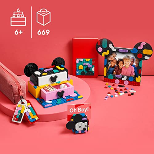 LEGO 41964 DOTS Micky & Minnie Kreativbox zum Schulanfang, 6-in-1 Bastelset mit Taschenanhängern, Aufkleber und Büro-Set… – Bild 3
