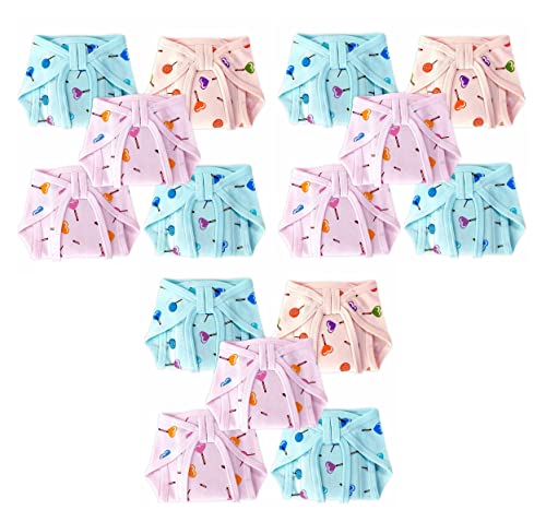 Image of Baby Cloth Diaper Nappies Cotton Hosiery Washable & Reusable Adjustable U-Shaped Cloth Diaper With Insert Cushioned Padded Langot Nappy Tying Langot For Babies- Pack of 15 (Small)