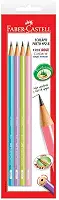 Lápis Grafite Nº 2=B, Faber-Castell, SM/1205MED, EcoLápis Max, Sem Borracha, 4 Unidades, Multicor