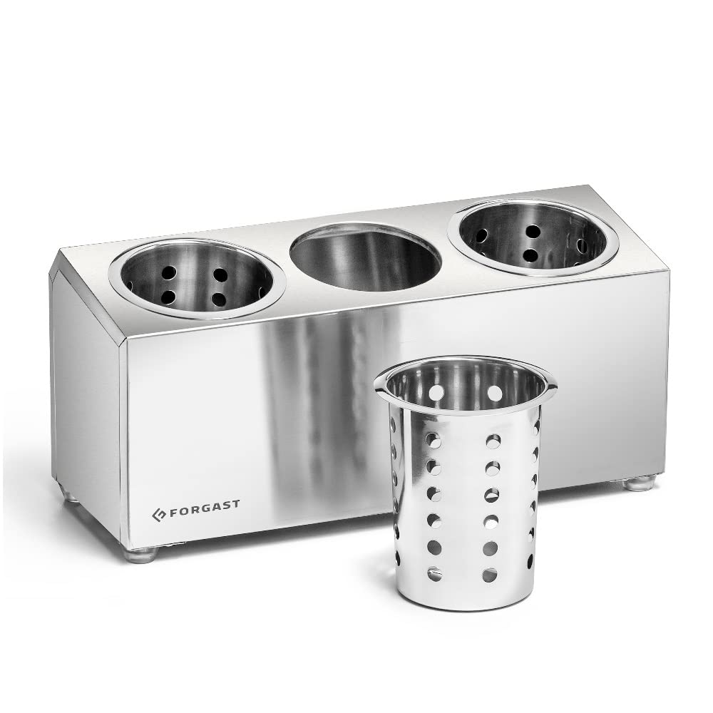 Porta utensilios de cocina | Tiene 3 agujeros | 3 tazas incluidas | Acero inoxidable | Porta cubiertos | Porta utensilios de cocina | Organizador de cestas para cubiertos