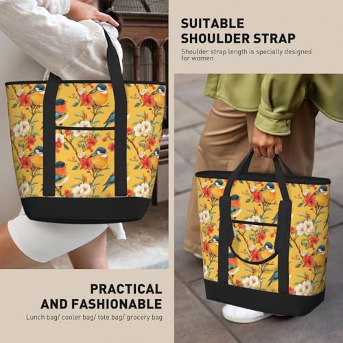 Sac d'épicerie isotherme réutilisable grand format à fleurs - 7