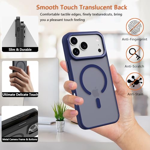 Image of Magnetic for iPhone 17 Pro Phone Case, [Compatible with MagSafe], Screen Protectors X1, [Military Grade Drop Protection],Matte Finish,Slim,Shockproof,Protective (Blue, iPhone 17 PRO)