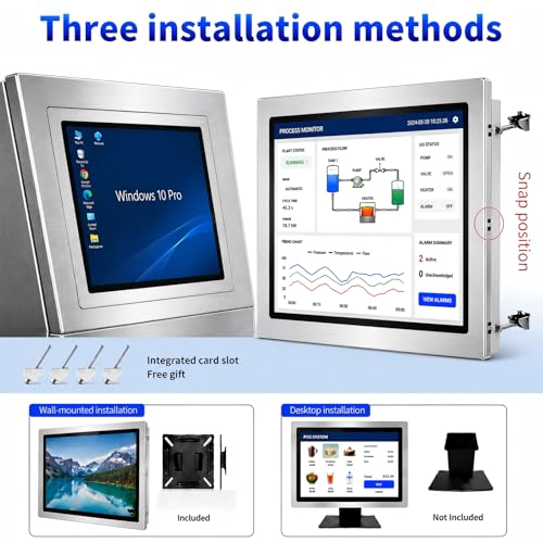 Image of Industrial All-in-One Panel PC, 10 Point Capacitive Touch Screen Computer, i5-7200U, 8GB RAM, 256GB Storage, 2xUSB3.0, HD, VGA, 5xRS232, 1RS485, 2xLAN, Windows 10, 12.1 Inches