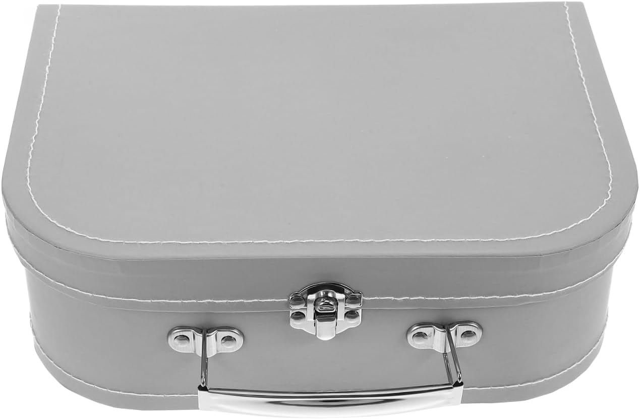 BESTOYARD Suitcase Gift Box for Jewelry Mini Travel Organizer for Women Elegant Keepsake Box for Weddings and Parties Grey