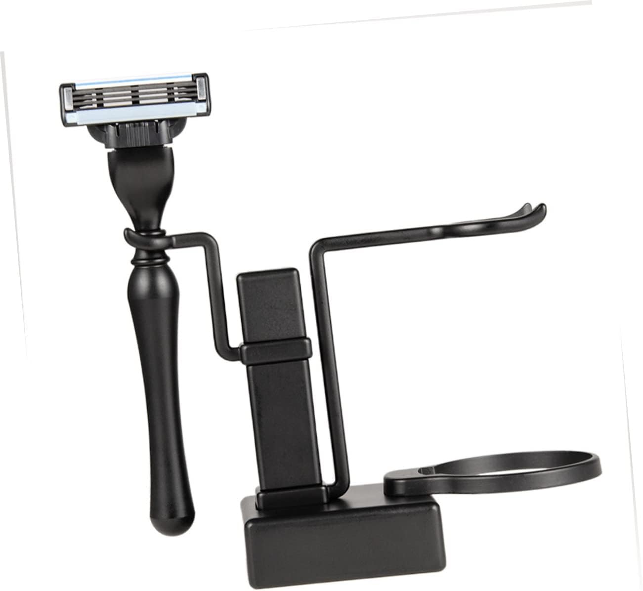 2pcs Men Shaving Set Metal Razor Stand Brush Holder Shaving Bowl Cup Beard Grooming Shower Wall Mount