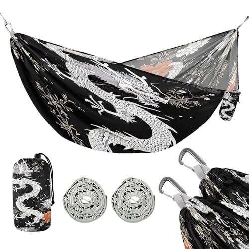 ATTX Black Dragons Camping Hammock - Lightweight & Portable Hammocks, Heavy Duty 330lbs Capacity for Indoor, Hiking, Backpacking, Travel, Backyard, Beach#403