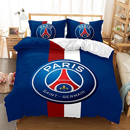 NNKI Paris St German PSG Football Housse de Couette,Parure de Couette Microfibre Housse de Couette avec Taie d'oreiller (C,220cm x 240cm)