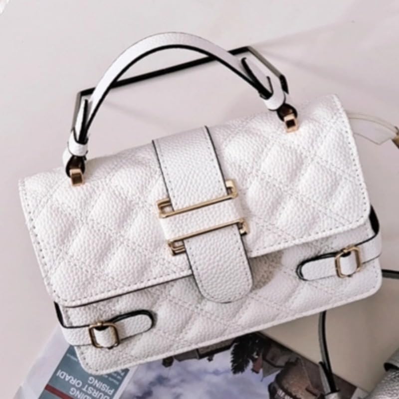 Vintage Quilted Shoulder Bag for Women, Small Square Crossbody Purse with Top Handle & Adjustable Strap4