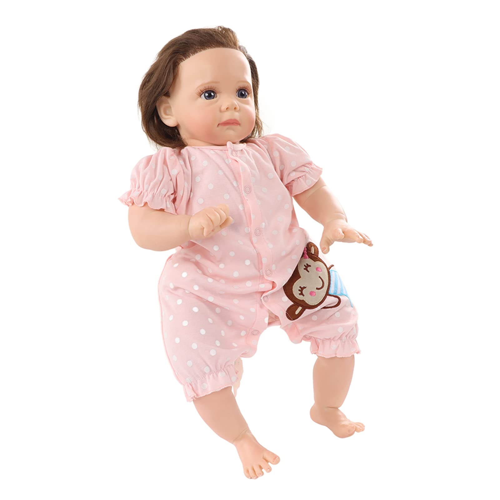Focket Lalki Reborn, 55 Cm Miękkiego Silikonu, Realistyczne, Realistyczne Noworodka, Lalki Baby, Silikonowe Całe Ciało Reborn ze Smoczkiem i butelką Mleka na Prezent Urodzinowy dla Dzieci i zabawę