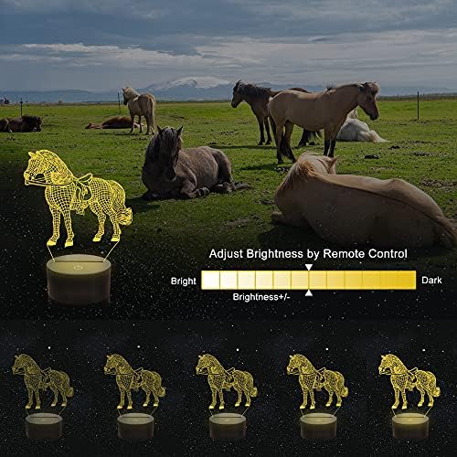 Gifts for Horse Lovers,Ammonite 3D Illusion Horse Night Light 16 Colors Changing with Remote Control and Timer Bedside Lamp for Kids Girls