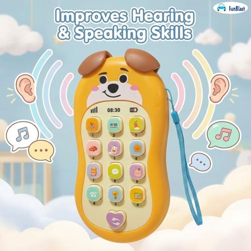 Image of FunBlast Cartoon Musical Mobile Phone for Kids, Mobile with Light & Sound Toys for Babies | Educational Toys for Kids 3+ Years /Boys /Girls-1 Unit (PuppyYellow)
