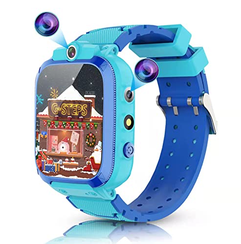 Kids Smart Watch Pedometer Dual Camera Selfie Video Multiple Wallpaper 14 Games Kids Smartwatch Toddler Step Counter Timer Stopwatch Alarm Clock Music Voice Recorder Calculator Girls Boys Toy