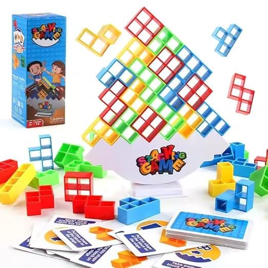 LAALIYA Tetra Tower Stacking Balance Game | Colorful Block Tower Challenge for Kids | Educational Strategy & Skill-Building Indoor Game | Fun Family for Boys & Girls