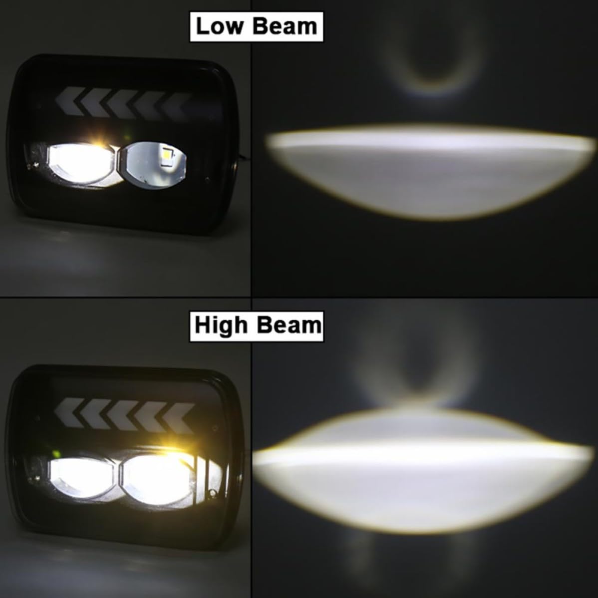 Fari LED per Suv 5x7 Pollici Segnale di Direzione a Scorrimento, Impermeabili Ip67, in Lega di Alluminio, Luce Luminosa e Resistente per Fuoristrada