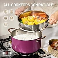 CAROTE 8QT Full Clad Tri Ply Stainless Steel Stock Pot with Lid, Kitchen Stockpot Soup Pot, Outer Ceramic Layer, Even Heating, All Stoves Compatible, Oven & Dishwasher Safe, Stay Cool Handle, Purple — image 5