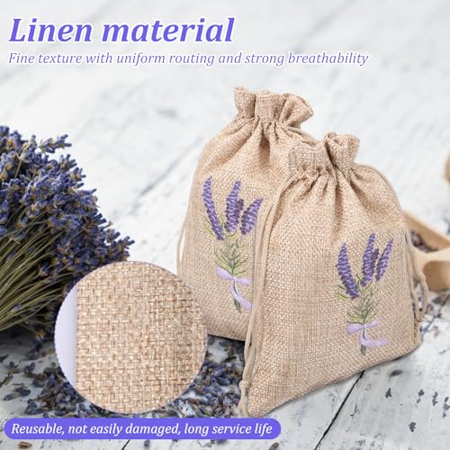 20 bolsas lavanda de lino o algodón con cierre de cordón miniatura 2