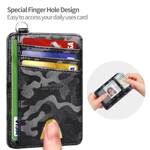 Image of Slim Minimalist Front Pocket Wallet, RFID Blocking Credit Card Holder Wallet with Detachable D-Shackle for Men Women