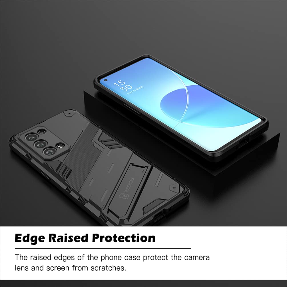 DOINK Cover Armor per Oppo Reno4 Z 5G, Custodia TPU+PC Antiurto con Anello Supporto - Nero