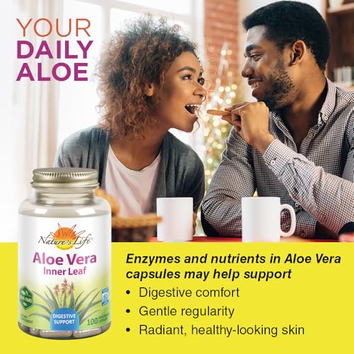 Nature's Life Aloe Vera Inner Leaf | Skin Health, Digestive Support & Regularity Formula | with Fennel | Non-GMO & Vegan | No Fillers | 100 Veg Caps - Image 4