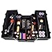 SHANY Essential Pro Makeup Train Case Cosmetic Box Portable Makeup Case Cosmetics Beauty Organizer Jewelry storage with Locks, Multi Compartments Makeup Box and Shoulder Strap - All Black