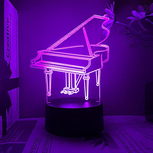 Lámpara ilusión 3D piano cambio 16 colores mesa noche miniatura 5