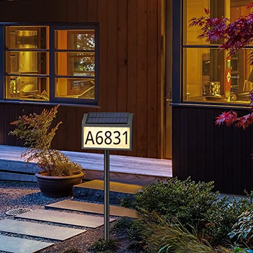 Solar Address Sign Lighted House Numbers Waterproof, Solar Powered Led Illuminated Address Plaques With Stakes, 3-Color In 1 Outdoor Address Number For Home Street Yard Driveway #TOP7