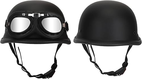 Miniatura 3 de Casco de motocicleta de estilo alemán Senhill, casco vintage de media carcasa para hombres y mujeres adultos, casco retro aprobado DOT  FMVSS 218