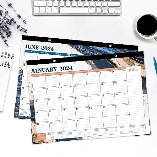 Desk Calendar 2024-12 Monthly Desk/Wall Calendar 2-In-1, 16.9" X 11.9", January 2024 - December 2024 With Corner Protectors, Ruled Blocks - Pink By Artfan #TOP5