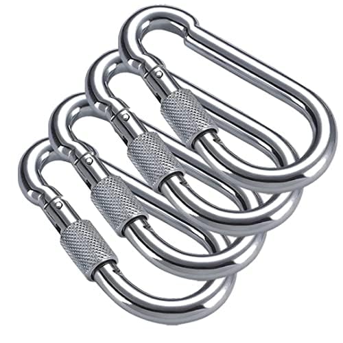 BISONBERGAluminum 3" Carabiner Clip - 5pc D Shape Ring Hook Keychain (Multi-Colour)