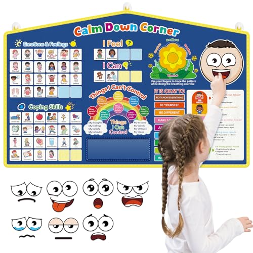 Kasfalci Feelings Chart for Kids, Calm Down Corner Decor Supplies,