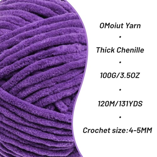 Image of 3 Pack Lilac Fluffy Velvet Yarn for Crocheting, Chunky Chenille Baby Blanket Yarn for Crochet, Soft Fuzzy Puzzle Yarn for Knitting, (100g /3.53oz Each) Bulky Thick Amigurumi Crochet Yarns