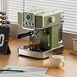 STDZQCWY Espressomaschine mit Milchaufschäumer, 15 Bar Profi-Kaffeemaschine, mit 1,6 l Wassertank/Tropfschale/visueller Druckanzeige, 1350 W, für Cappuccino, Latte