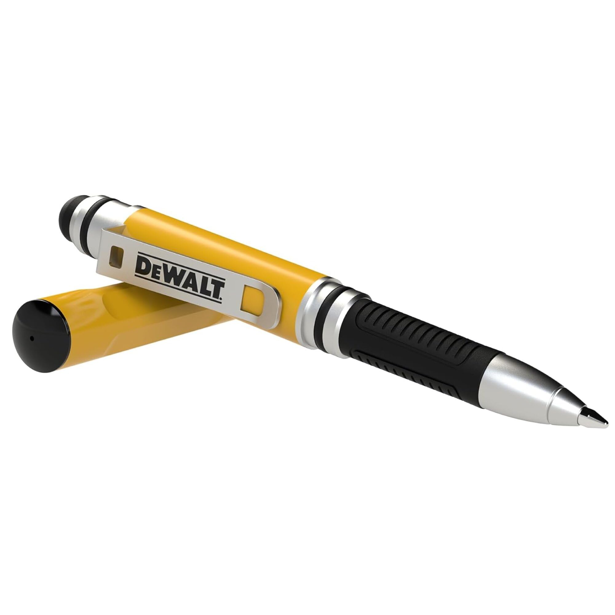 DEWALT Bolígrafo Stylus Mini 3 en 1 Heavy Duty, Lápiz táctil para iPad y iPhone, EDC Touch Screen Pen con Punta táctil y Punta para teclados, Cartucho de Tinta Extra