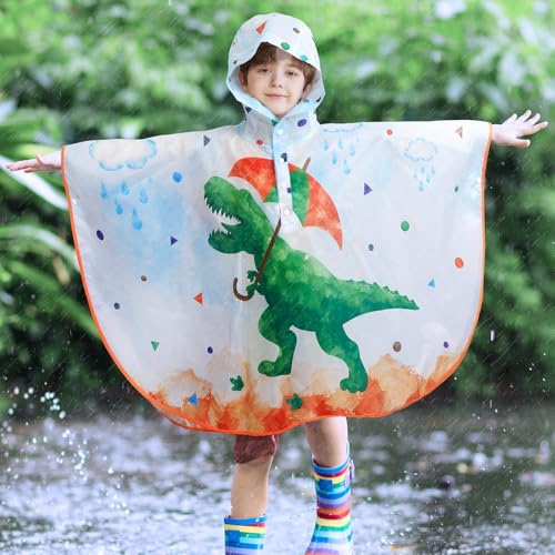 Image of WAWSAM Lightweight Rain Poncho Kids, Ponchos for Kids Waterproof Reusable Hooded, Kids Poncho Rain Jacket