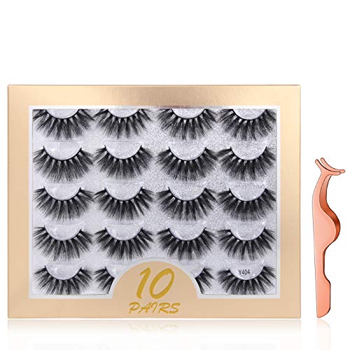 Pestanas postiças profissionais reutilizáveis, 10 pares de pestanas compridas e grossas 3D feitas à mão para extensão de pestanas de maquilhagem com clipe de pestanas (Y404)